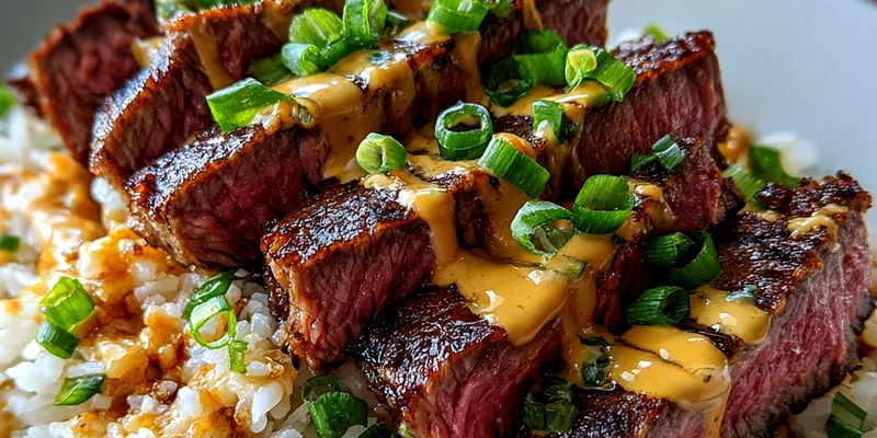 Delicious Grilled Steak with Creamy Sauce served on a plate