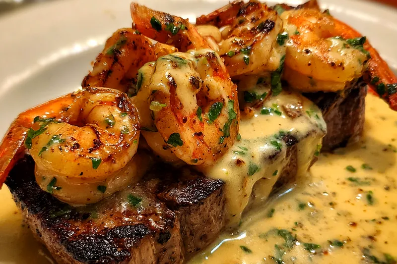 Cooking process for Grilled Steak with Shrimp Sauce