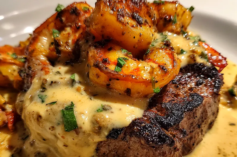 Fresh ingredients for Grilled Steak with Shrimp Sauce