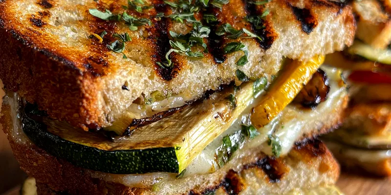 Delicious Grilled Veggie Sandwich Delight served on a plate