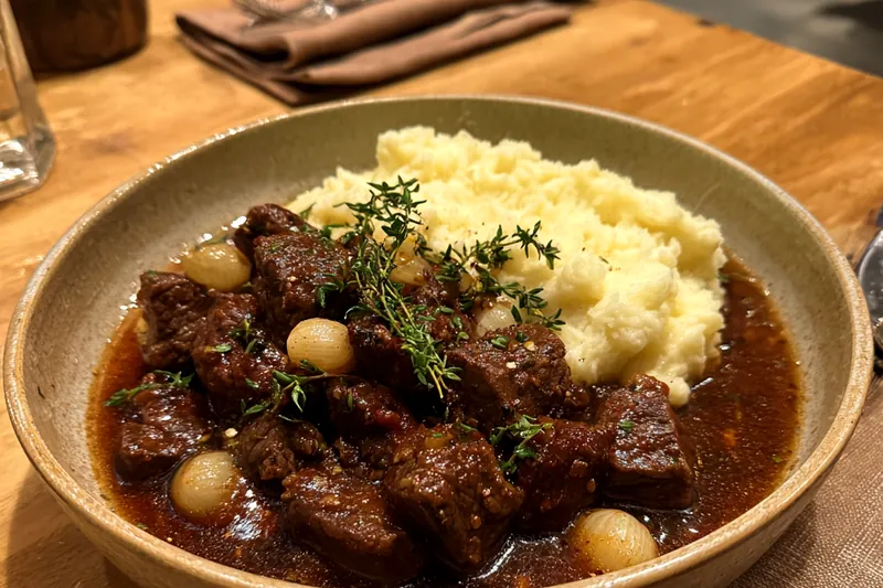 Cooking process for Hearty Beef Stew with Potatoes