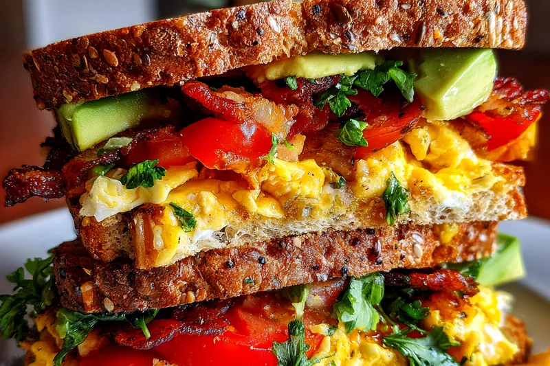 Fresh ingredients for Hearty Breakfast Club Sandwich