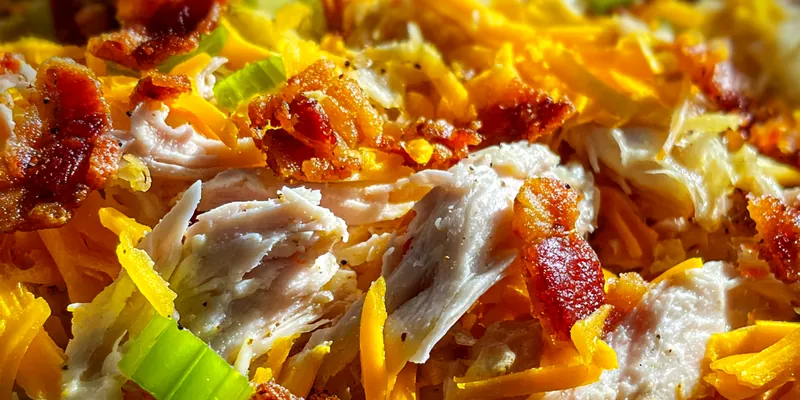 Delicious Hearty Chicken Bacon Salad served on a plate