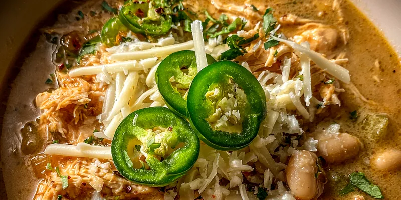 Delicious Hearty Chicken Bean Soup served on a plate
