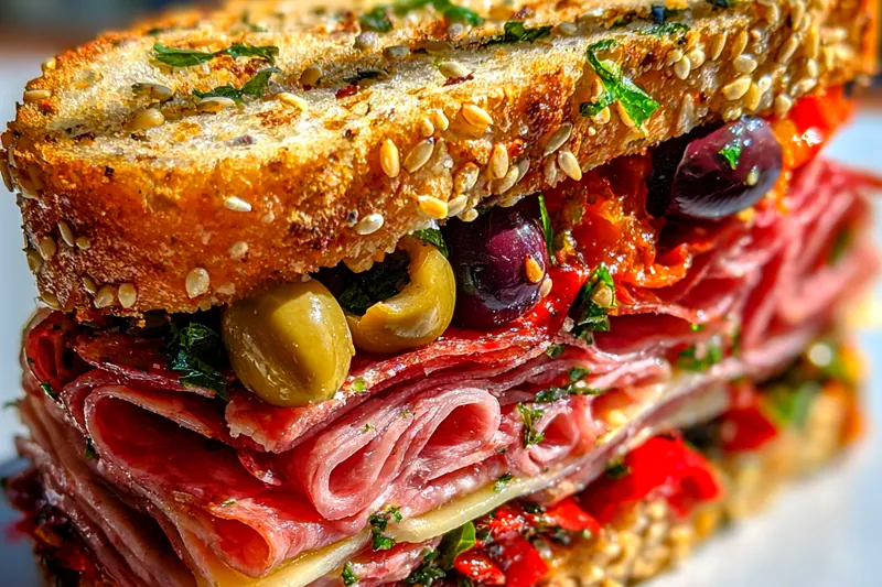 Fresh ingredients for Hearty Italian Deli Sandwich