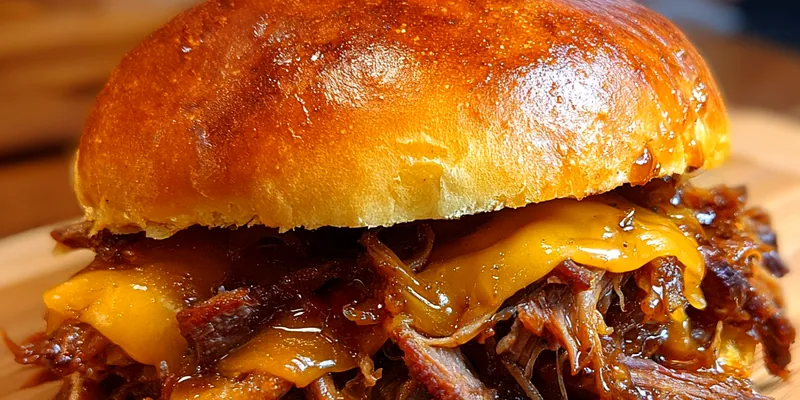 Delicious Hearty Pulled Beef Sandwich served on a plate