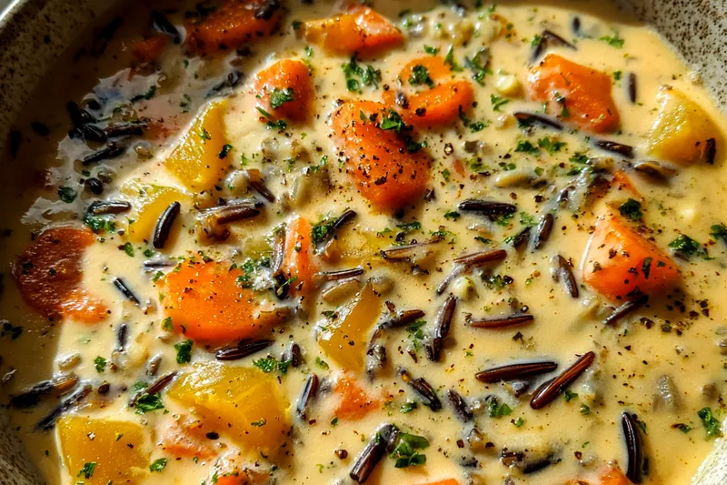 Cooking process for Hearty Wild Rice Soup