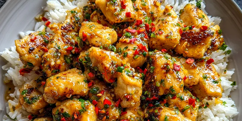 Delicious Herb Butter Chicken with Rice served on a plate