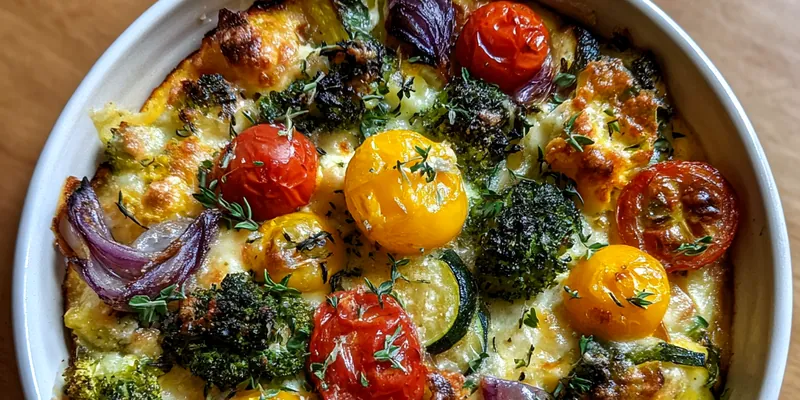 Delicious High Protein Veggie Bake served on a plate