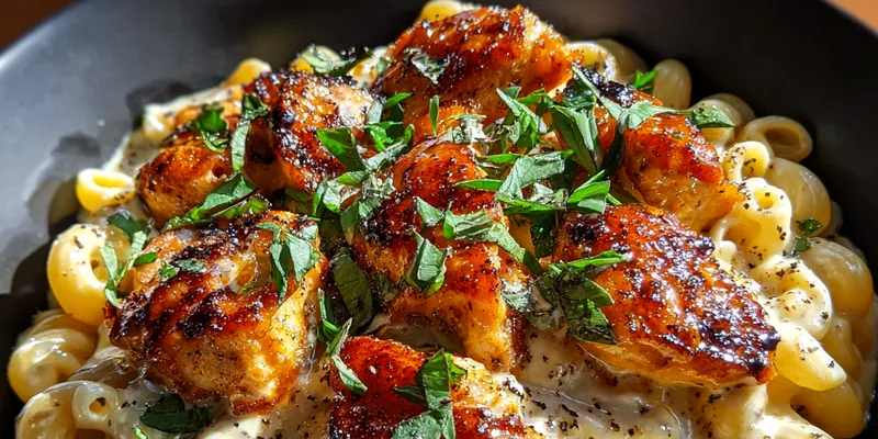 Delicious Honey Glazed Chicken Pasta served on a plate