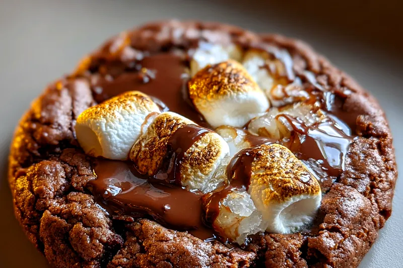 The cooking process of Gooey Chocolate Marshmallow, showcasing the melting chocolate mixture in a saucepan.