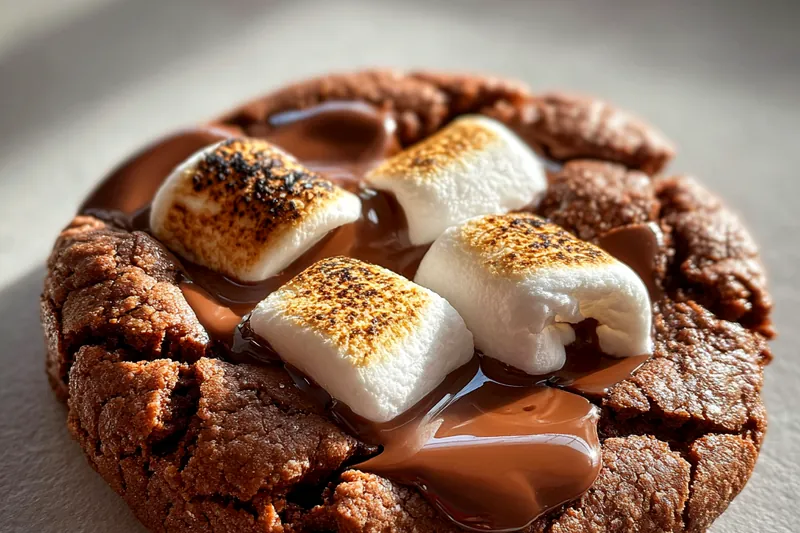 An array of ingredients for Gooey Chocolate Marshmallow, including sugar, cocoa powder, marshmallows, and chocolate chips.