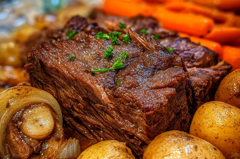Fresh ingredients for juicy classic pot roast