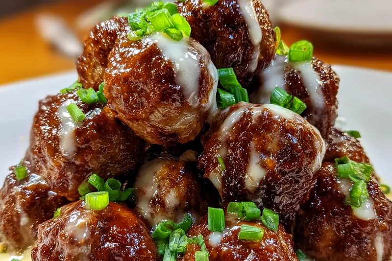 Cooking process for Korean BBQ Glazed Meatballs