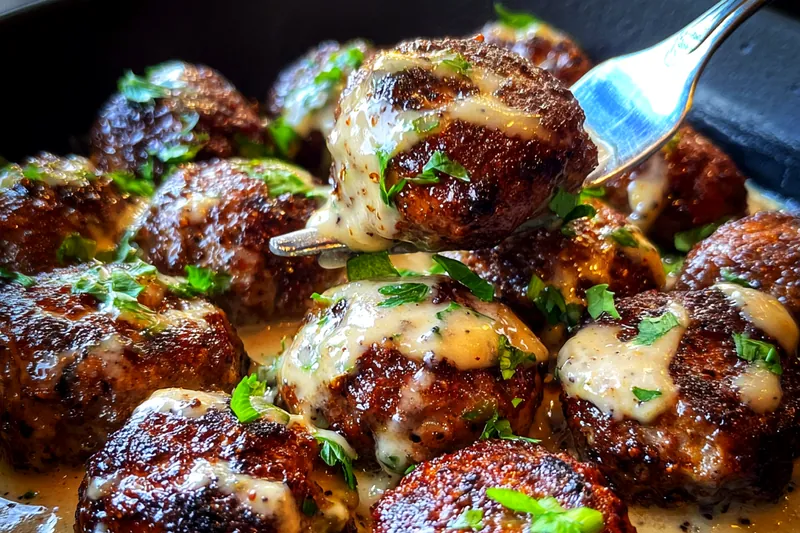 Cooking process for Korean BBQ Meatballs with Spicy Sauce