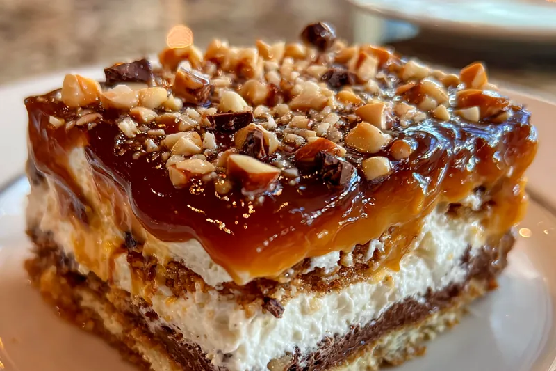 Cooking process for Layered Caramel Nut Delight