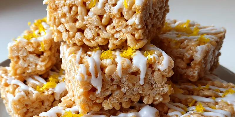 Delicious Lemon Glazed Crispy Treats served on a plate