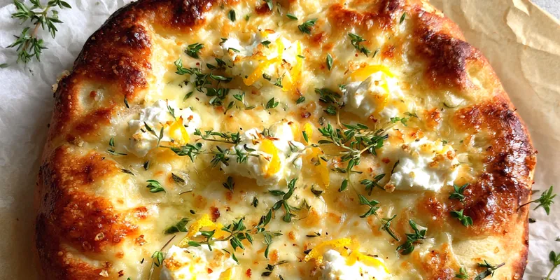 Delicious Lemon Herb Cheese Pizza served on a plate