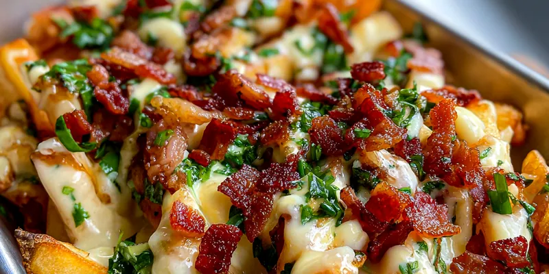 Delicious Loaded Bacon Cheese Fries served on a plate