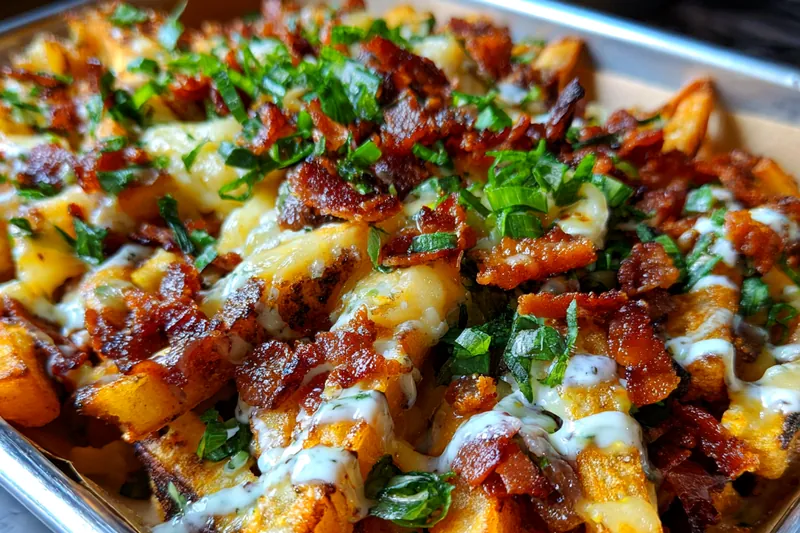 Fresh ingredients for Loaded Bacon Cheese Fries