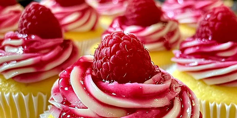 Luscious Lemon Raspberry Swirl Cupcakes