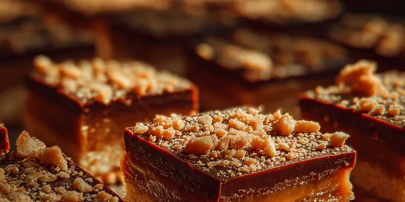 Delicious Luxurious Caramel Chocolate Bars served on a plate