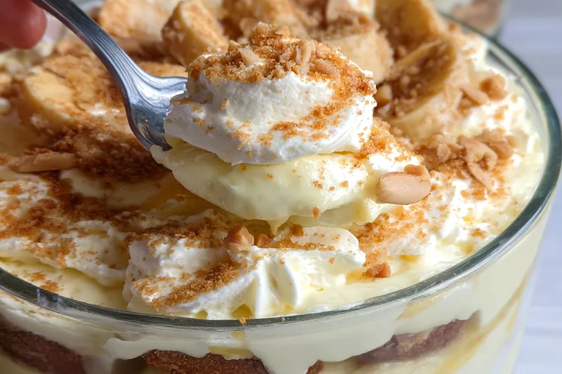 Ingredients for Magnolia Bakery banana pudding including vanilla wafers, fresh bananas, cream, and pudding ingredients on a kitchen counter