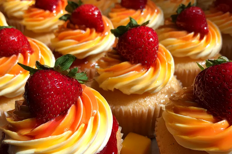 Cooking process for Mango Strawberry Cupcakes Delight