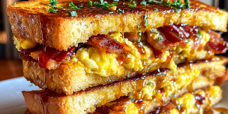 Delicious Maple Bacon Breakfast Sandwich served on a plate