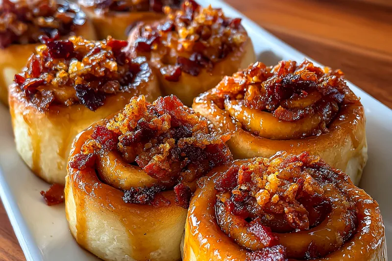 Cooking process for Maple Bacon Cinnamon Rolls