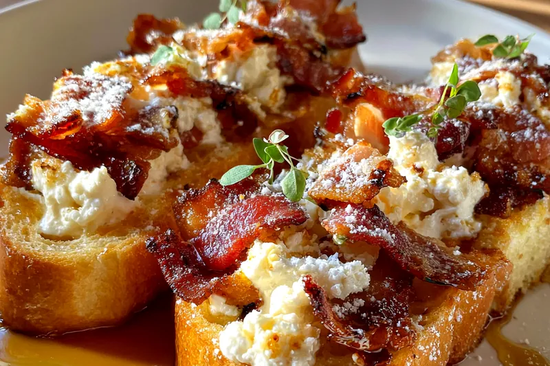 Cooking process for Maple Bacon French Toast Delight