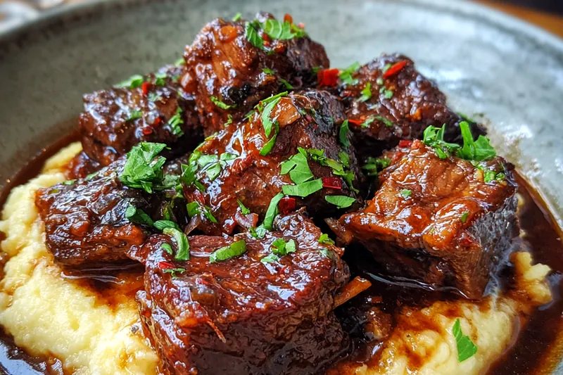Fresh ingredients for Maple Bourbon Glazed Short Ribs