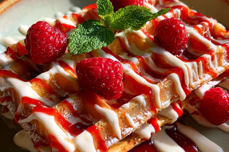 Fresh ingredients for Marbled Raspberry Waffles Delight