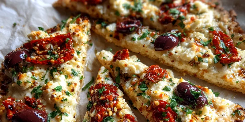 Delicious Mediterranean Cheese Flatbread served on a plate