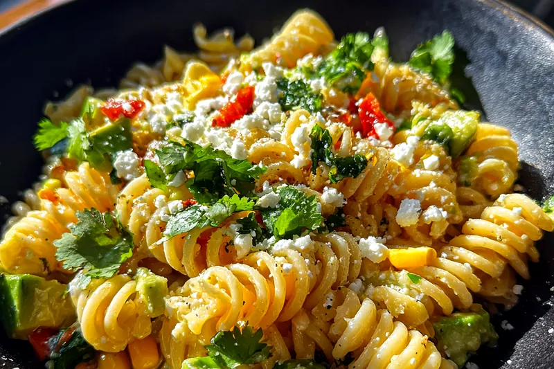 Fresh ingredients for Mexican Corn Pasta Delight