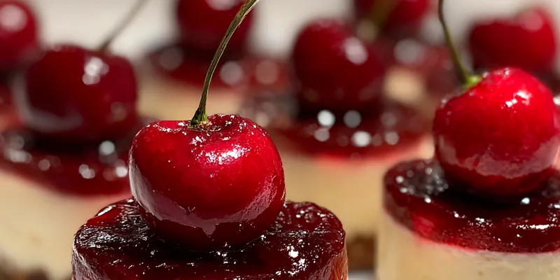 Delicious Mini Cherry Cheesecake Bites served on a plate