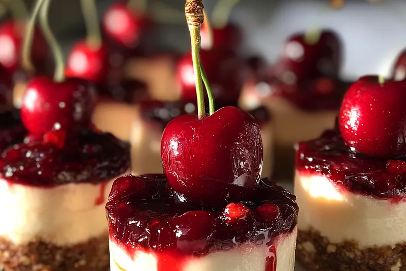 Fresh ingredients for Mini Cherry Cheesecake Bites