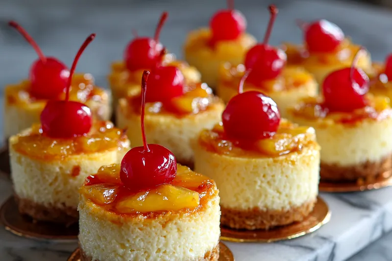 Baking Mini Pineapple Upside-Down Cheesecakes in the oven