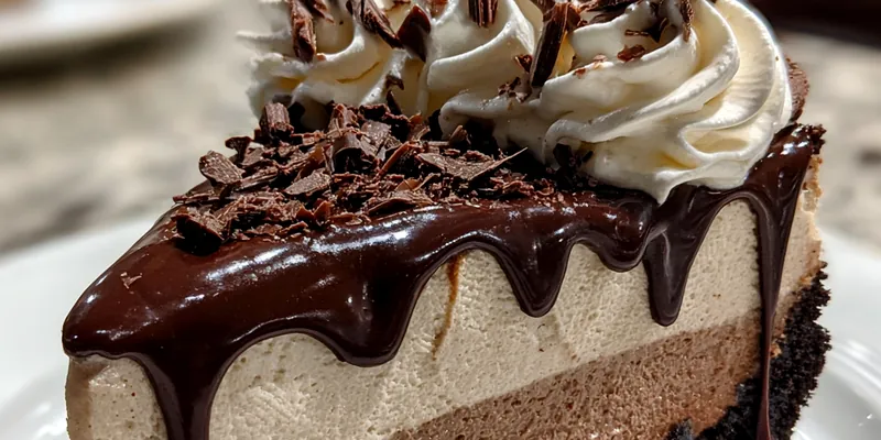 Delicious Mocha Chocolate Cheesecake Slice served on a plate