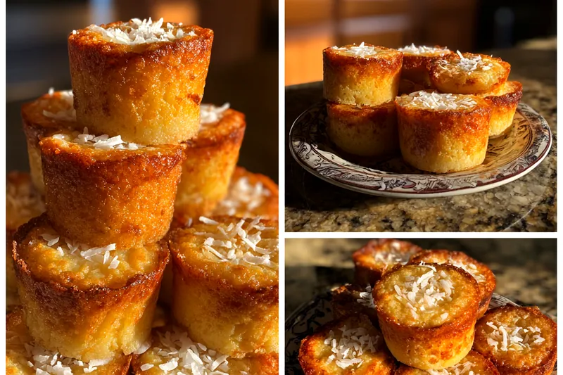 Baking Sweet Coconut Cake Delight in the oven, with a golden crust forming on top.