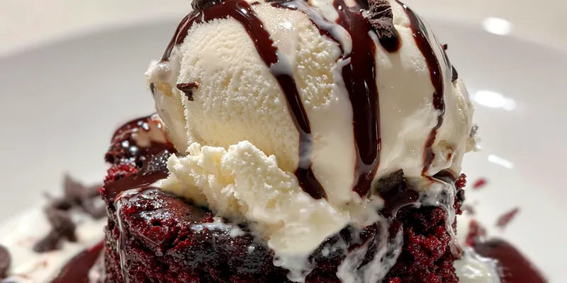 Delicious Molten Red Velvet Cake served on a plate