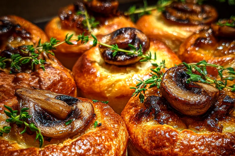 Cooking process for Mushroom Gruyere Pastry Bites