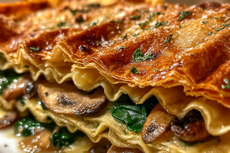 Cooking process for Mushroom Spinach Layer Bake