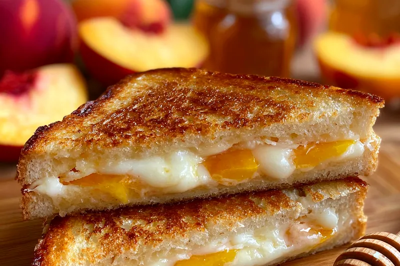 Fresh ingredients for Peach Cheddar Grilled Sandwich