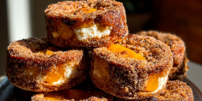 Delicious Peach Cheesecake Donuts Delight served on a plate