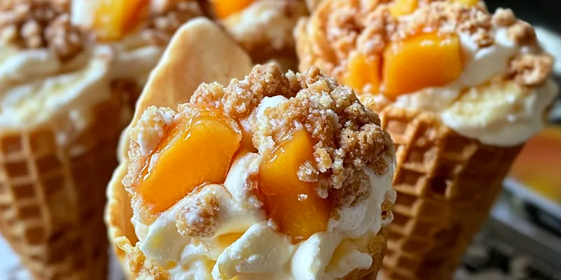 Peach Cobbler Cheesecake Cones