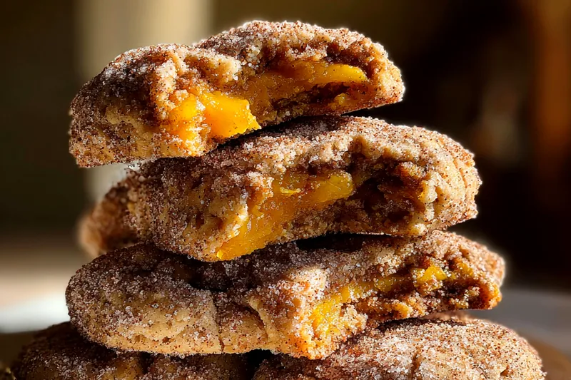 A delicious Peach Cobbler Delight baking in the oven, with golden crust topping bubbling and turning brown.