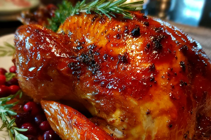 Fresh ingredients including turkey, cranberries, and oranges