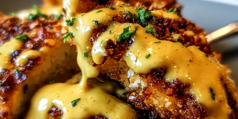 Pretzel Chicken with Mustard-Cheddar Sauce