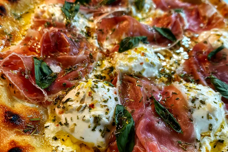 Fresh ingredients for Prosciutto Honey Basil Pizza